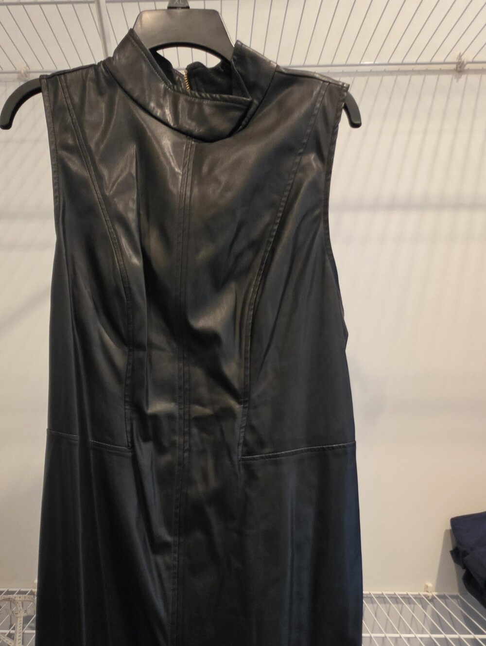 MSK Black Sleeveless Faux Leather Long Vest